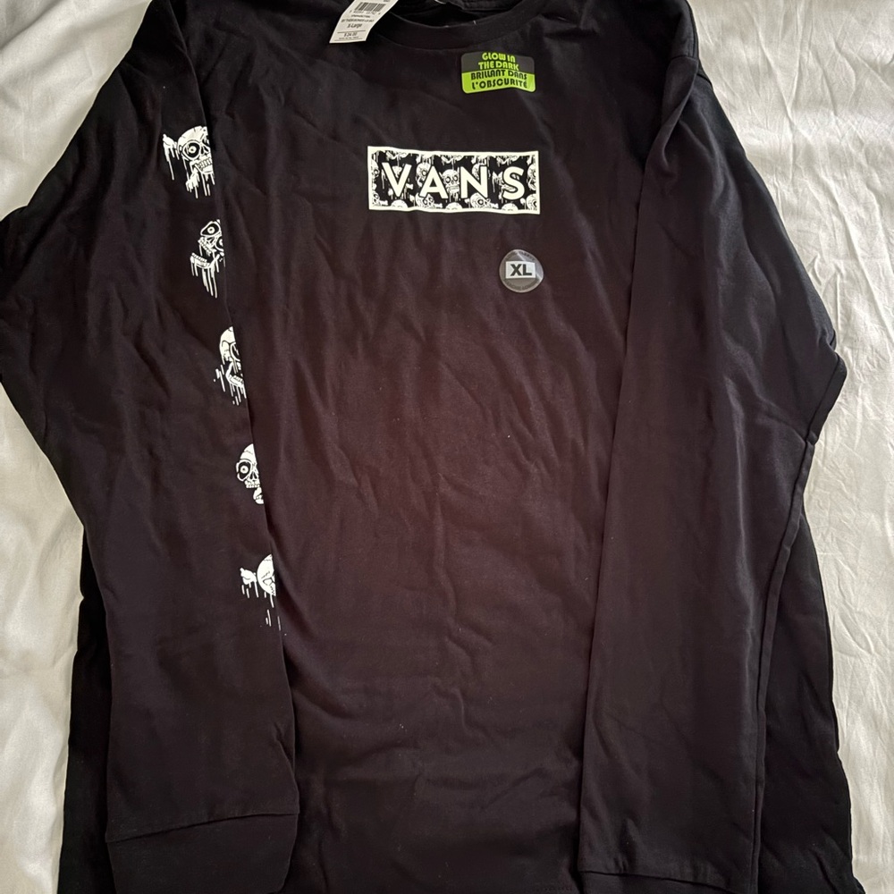 Vans Black Long Sleeve Glow In The Dark. Black Logo Short Sleeve& Vans Crew 🧦 - Picture 3 of 13